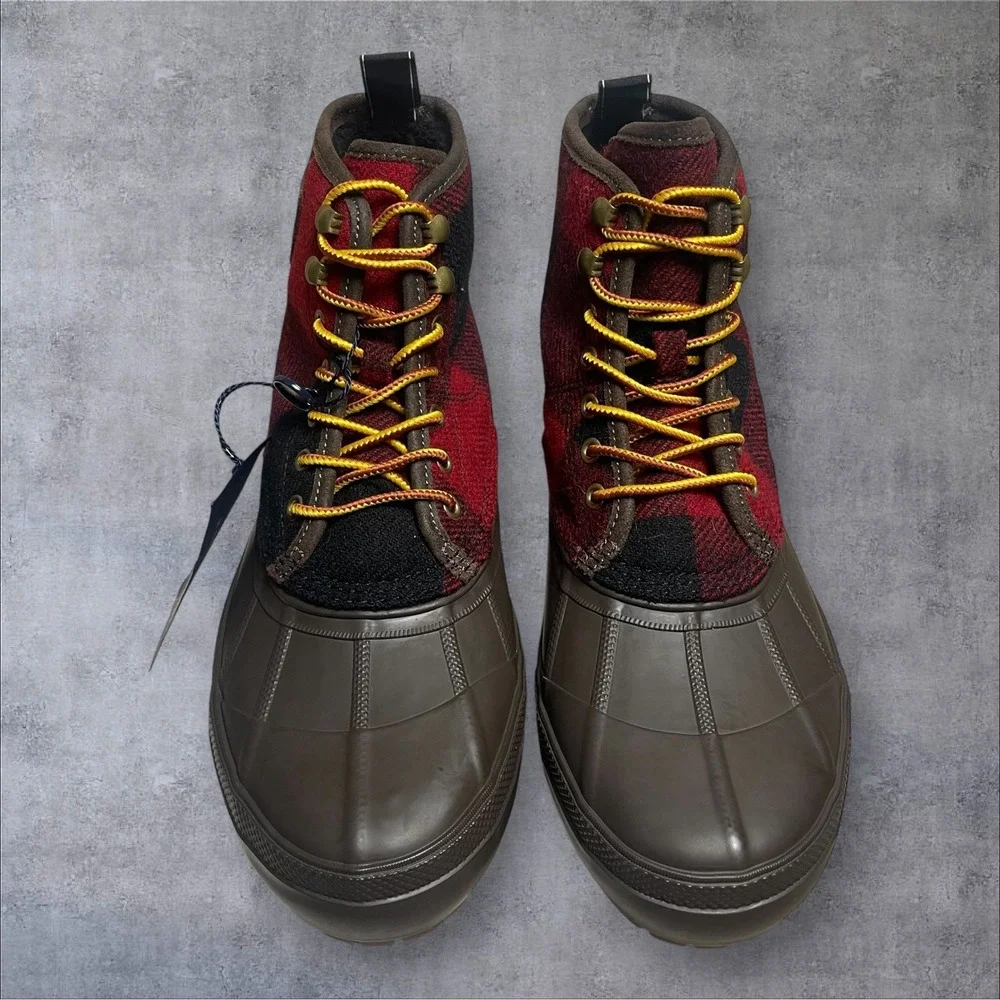Polo Ralph Lauren Claus Buffalo Check Wool Lace-up Rugged Duck Boots Mens 8